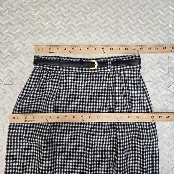 Vintage Miss Pendleton Virgin Wool Skirt Suit 2PC Women 10 Small Black White Red - Picture 12 of 13